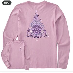 Life Is Good Violet Purple Baroque Long Sleeve Crusher Tee